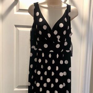 Chaps Black & White Polka Dot Sleeveless Dress Size Large BNWT